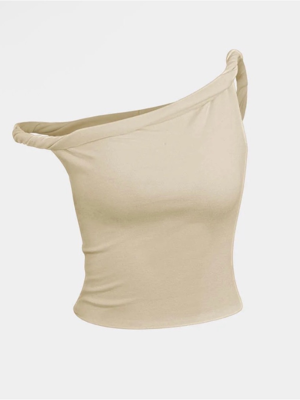 Asymmetrical Twist Sleeveless Top- Ivory